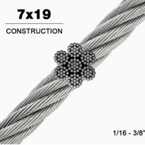 AISI 304 316 6X19+Iwrc 12mm Stainless Steel Wire Rope